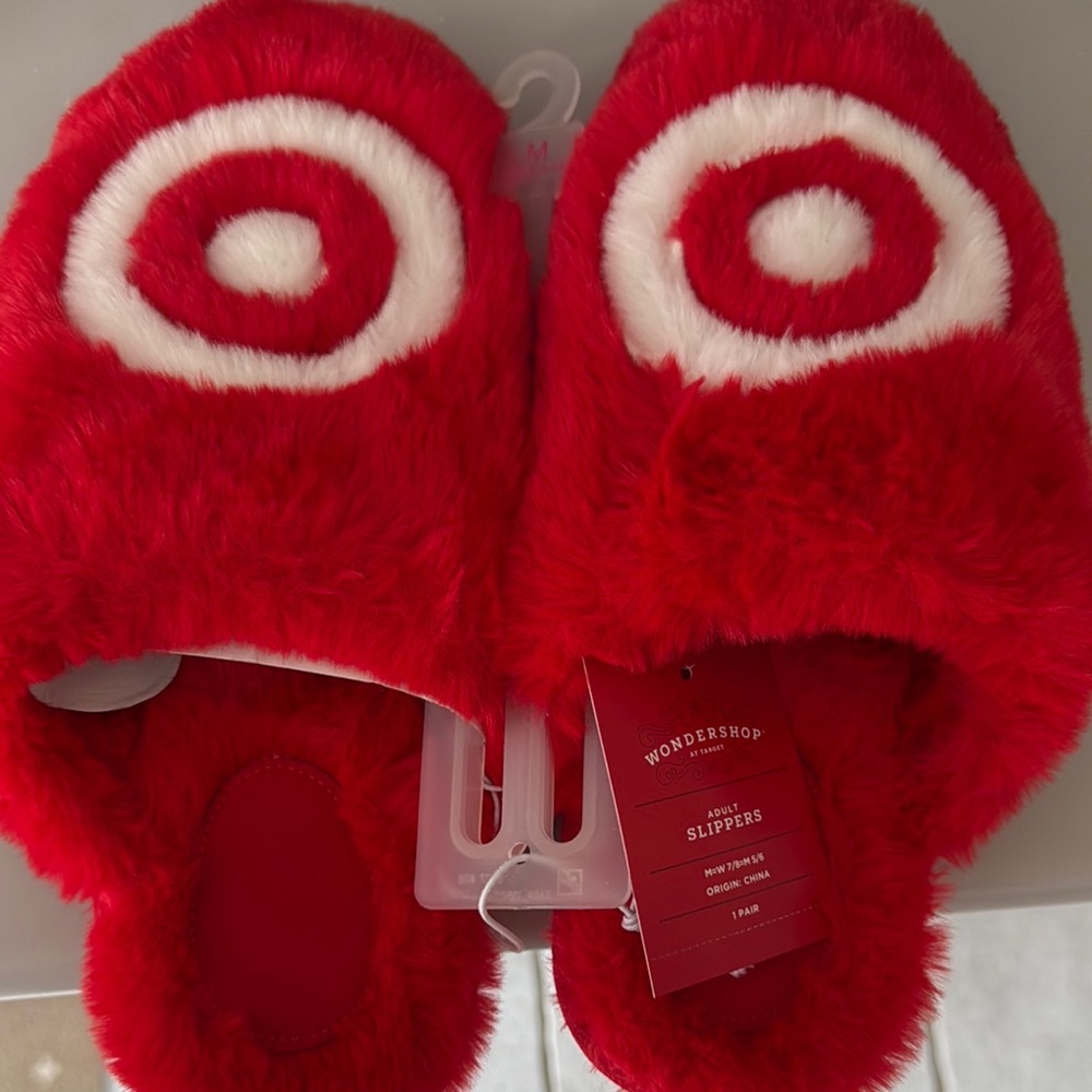 Wondershop Target Red Fuzzy Slippers